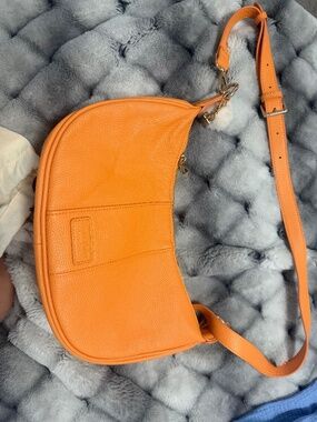 Pom Pom London  Leather Sutton Bag in Tangerine